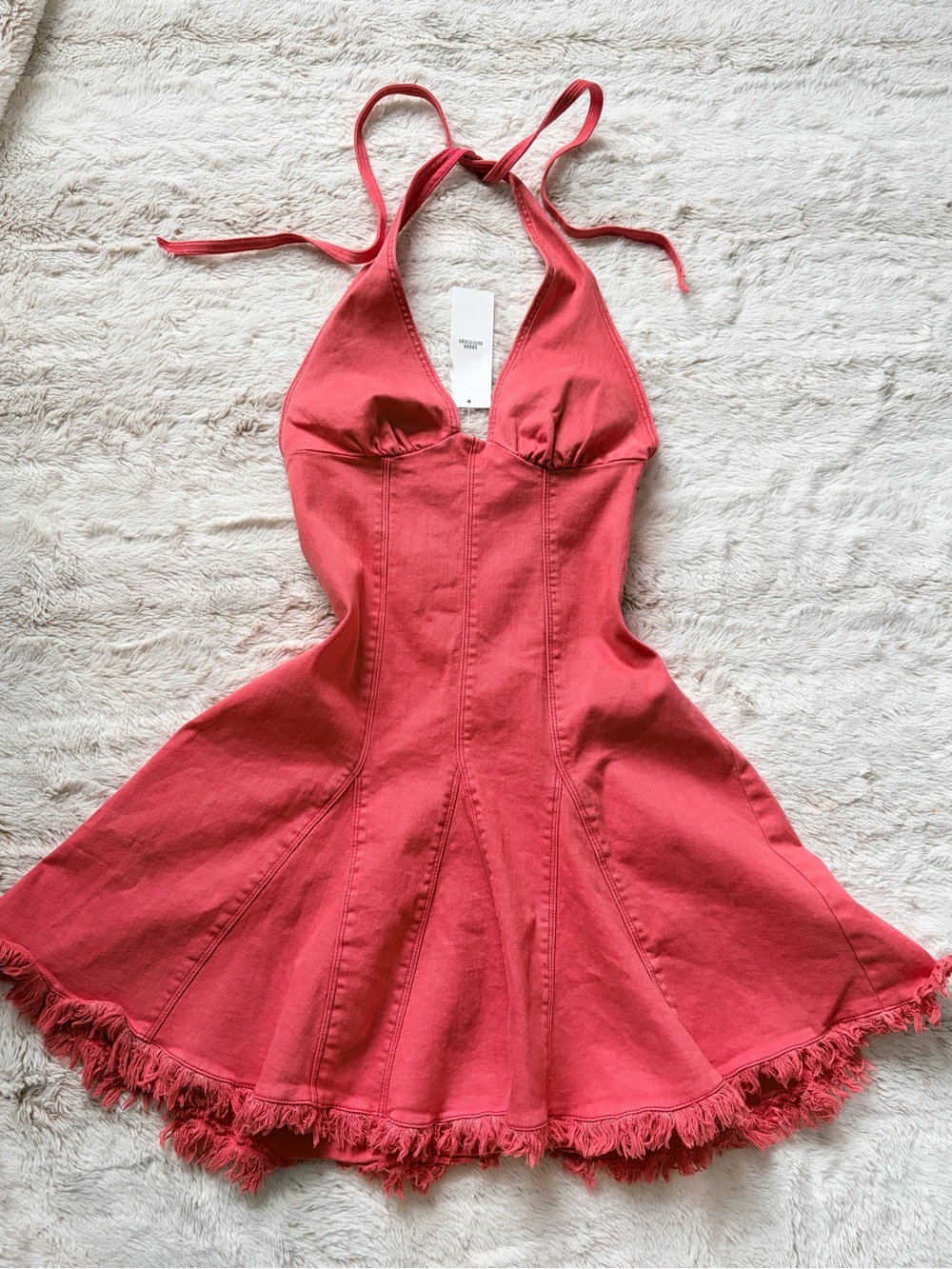 🆕NWT Kimchi Blue Hailey Halter Mini Dress Red Y2K Western Coquette Boho Cotton